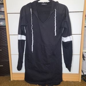 Black and white strip sweater dress